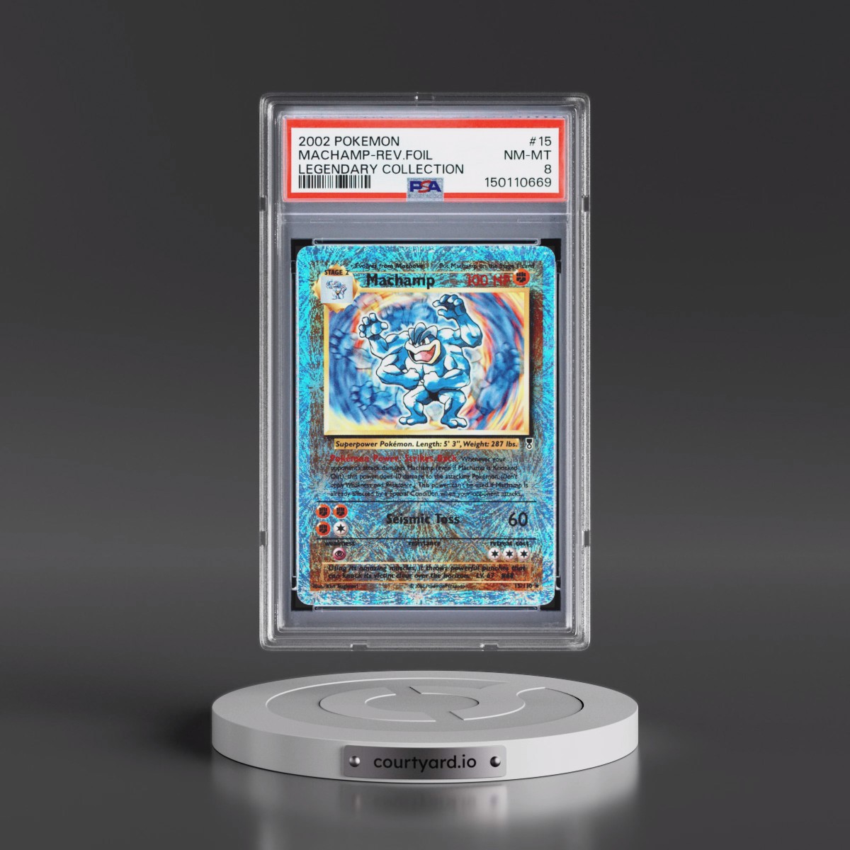 2002 Pokémon Legendary Collection #15 Machamp - Reverse Foil (PSA 8 NM-MT)