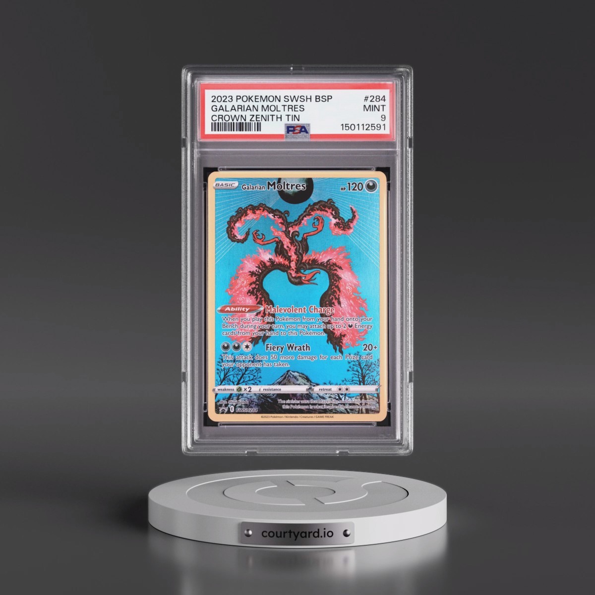 2023 Pokémon Swsh Black Star Promo #284 Galarian Moltres - Crown Zenith Tin (PSA 9 MINT)