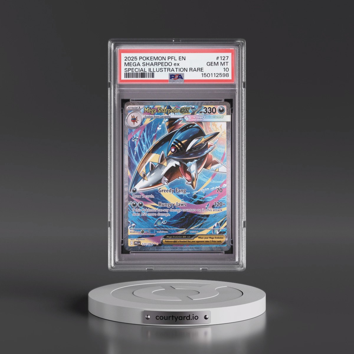 2025 Pokémon Pfl EN-Phantasmal Flames #127 Mega Sharpedo EX - Holo Special Illustration Rare (PSA 10 GEM MINT)