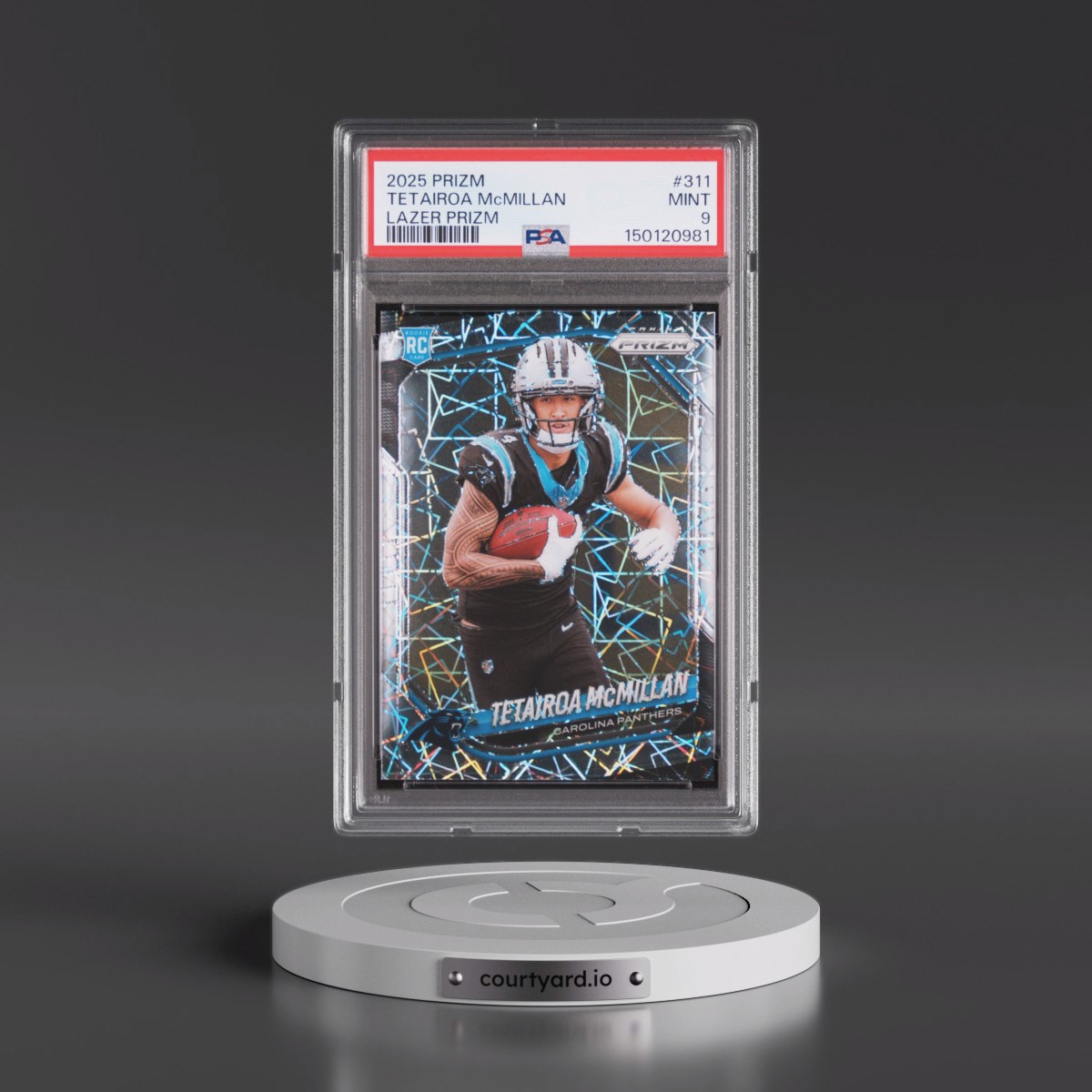 2025 Panini Prizm #311 Tetairoa Mcmillan - Lazer Prizm (PSA 9 MINT)