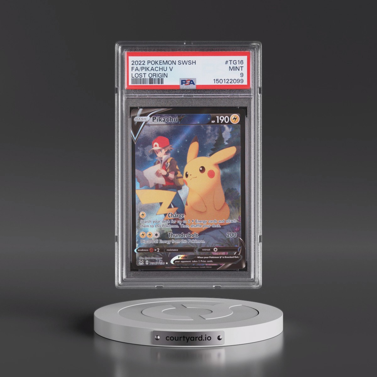 2022 Pokémon Sword & Shield Lost Origin #TG16 Pikachu V - Holo Full Art (PSA 9 MINT)
