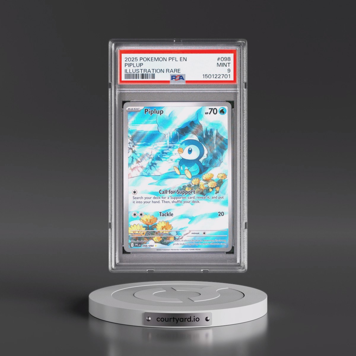 2025 Pokémon Pfl EN-Phantasmal Flames #098 Piplup - Illustration Rare (PSA 9 MINT)