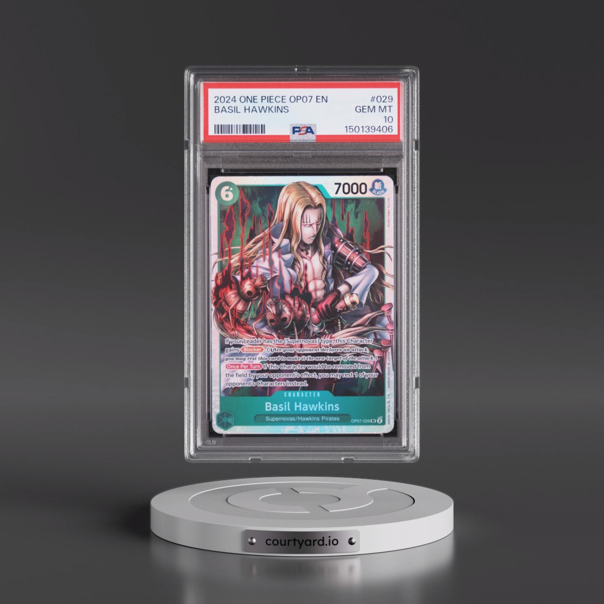 2024 One Piece OP07-500 Years in the Future #029 Basil Hawkins (PSA 10 GEM MINT)