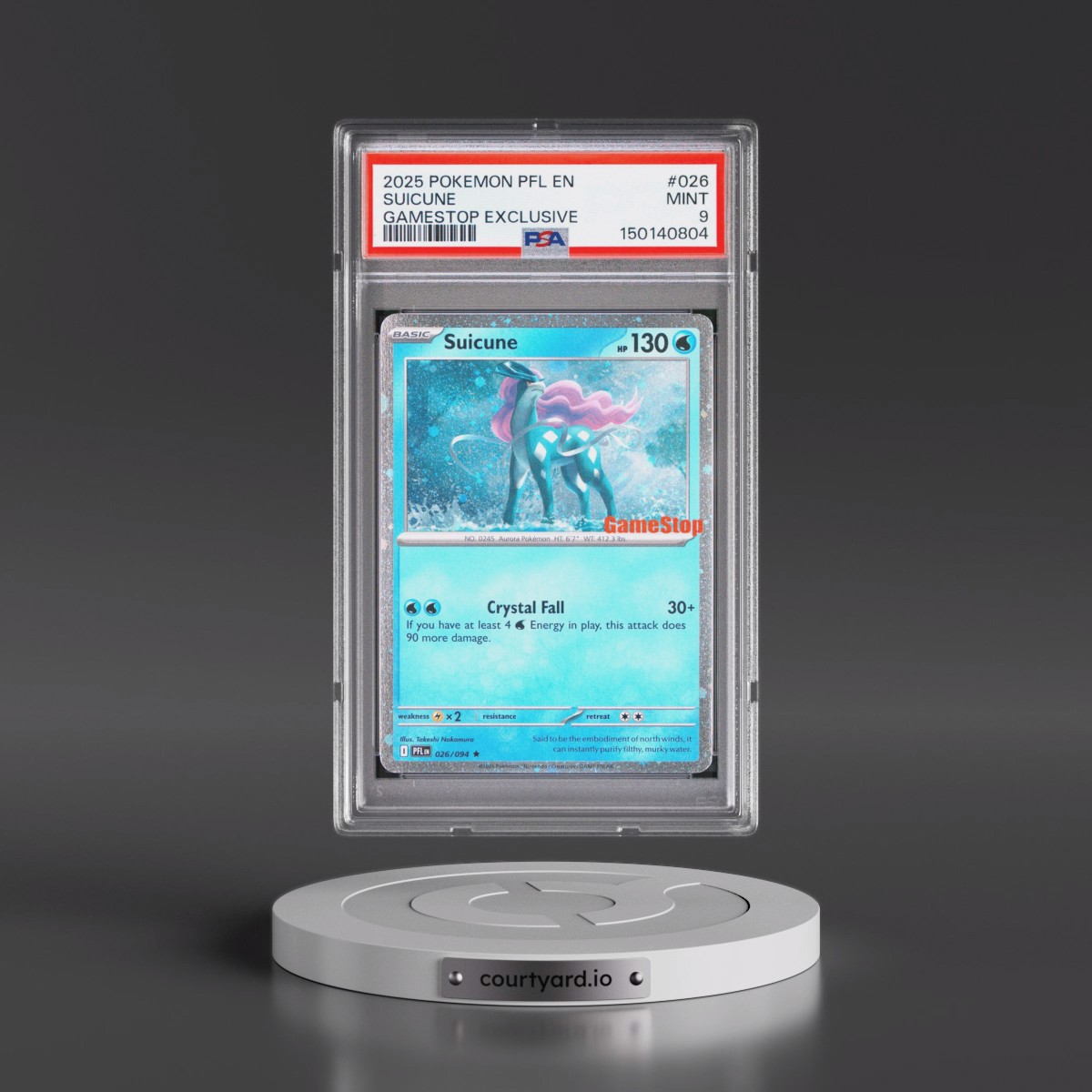 2025 Pokémon Pfl EN-Phantasmal Flames #026 Suicune - Gamestop Exclusive (PSA 9 MINT)