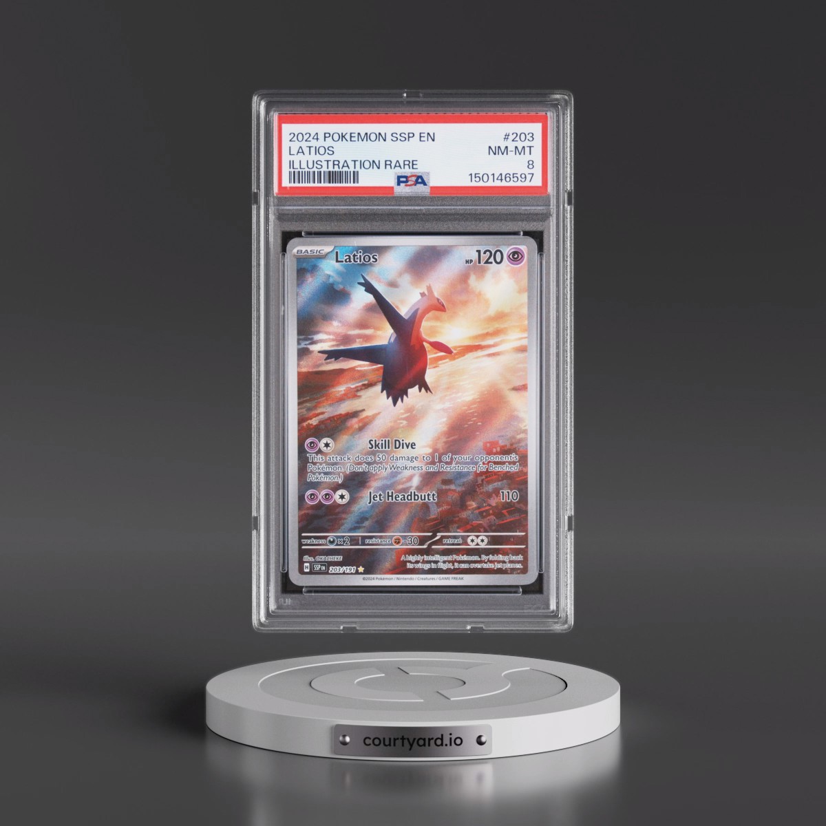 2024 Pokémon Ssp EN-Surging Sparks #203 Latios - Illustration Rare (PSA 8 NM-MT)