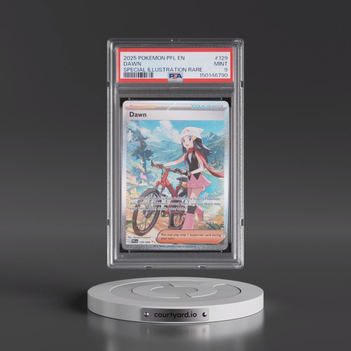 2025 Pokémon Pfl EN-Phantasmal Flames #129 Dawn - Special Illustration Rare (PSA 9 MINT)