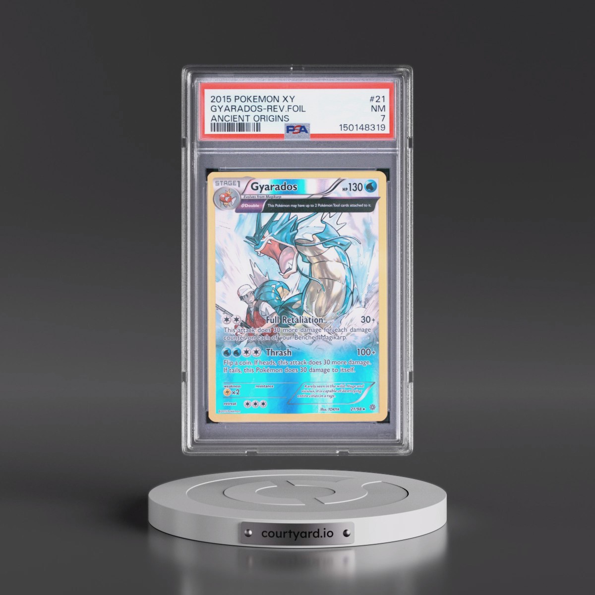 2015 Pokémon XY Ancient Origins #21 Gyarados - Reverse Foil (PSA 7 NM)