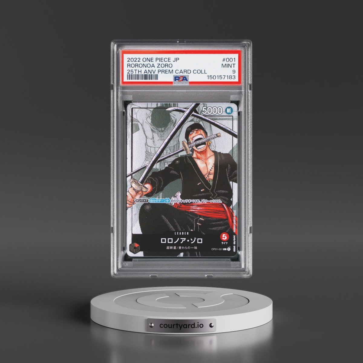 2022 One Piece Japanese 25th Anniversary Premium Card Collection #001 Roronoa Zoro (PSA 9 MINT)