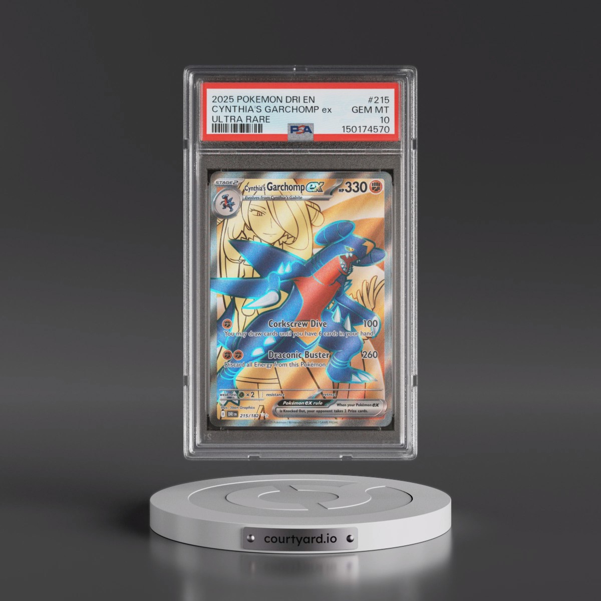2025 Pokémon Dri EN-Destined Rivals #215 Cynthia's Garchomp EX - Holo Ultra Rare (PSA 10 GEM MINT)