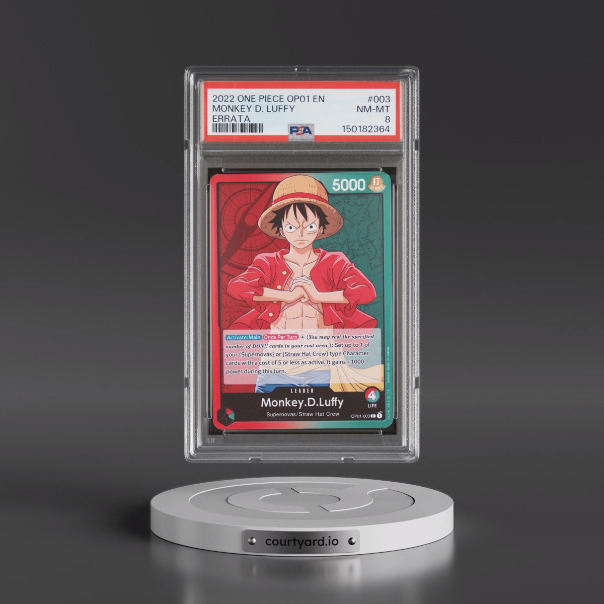 2022 One Piece OP01-Romance Dawn #003 Monkey D. Luffy - Errata (PSA 8 NM-MT)