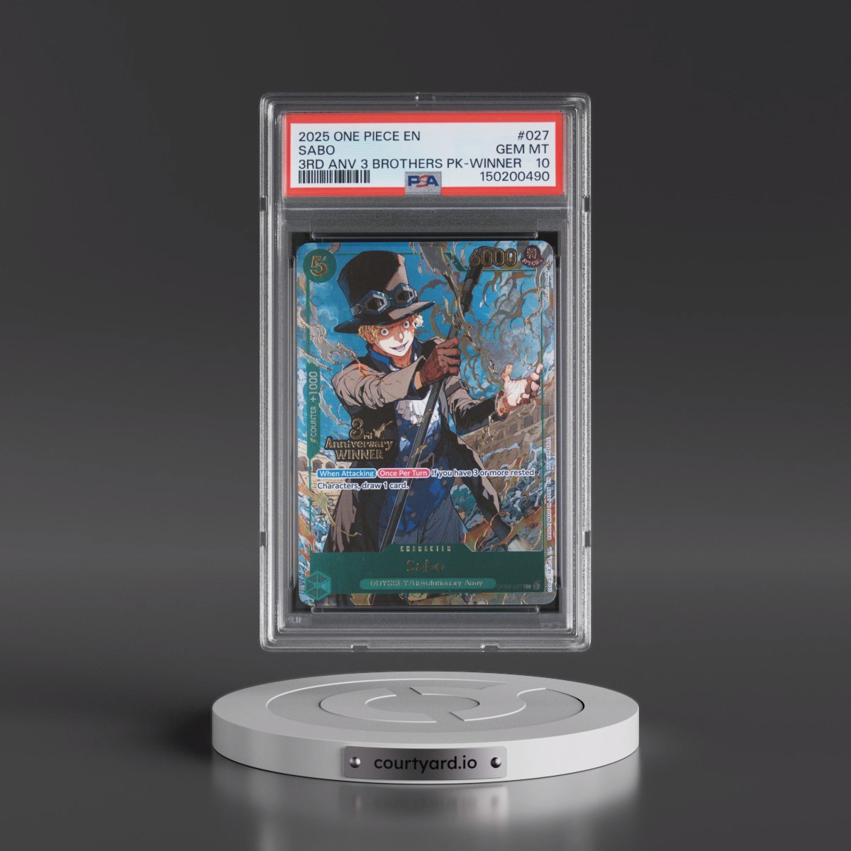 2025 One Piece 3rd Anniversary Tournament 3 Brothers Pack #027 Sabo - Winner (PSA 10 GEM MINT)