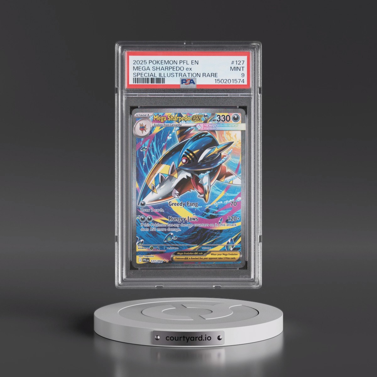 2025 Pokémon Pfl EN-Phantasmal Flames #127 Mega Sharpedo EX - Holo Special Illustration Rare (PSA 9 MINT)