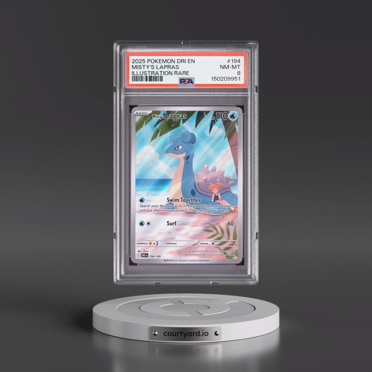 2025 Pokémon Dri EN-Destined Rivals #194 Misty's Lapras - Illustration Rare (PSA 8 NM-MT)