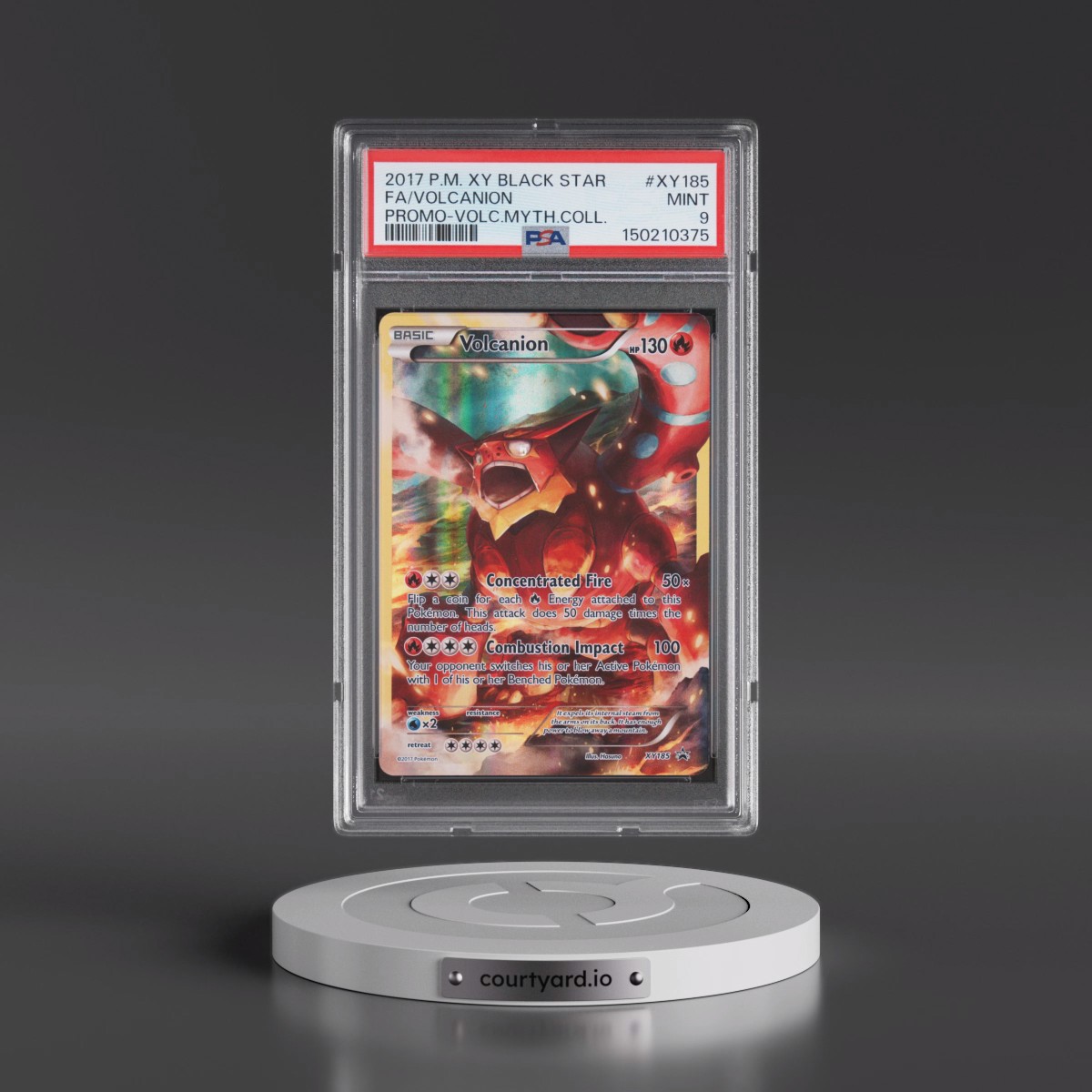 2017 Pokémon XY Black Star Promo #XY185 Volcanion - Full Art Volcanion Mythical Collection (PSA 9 MINT)
