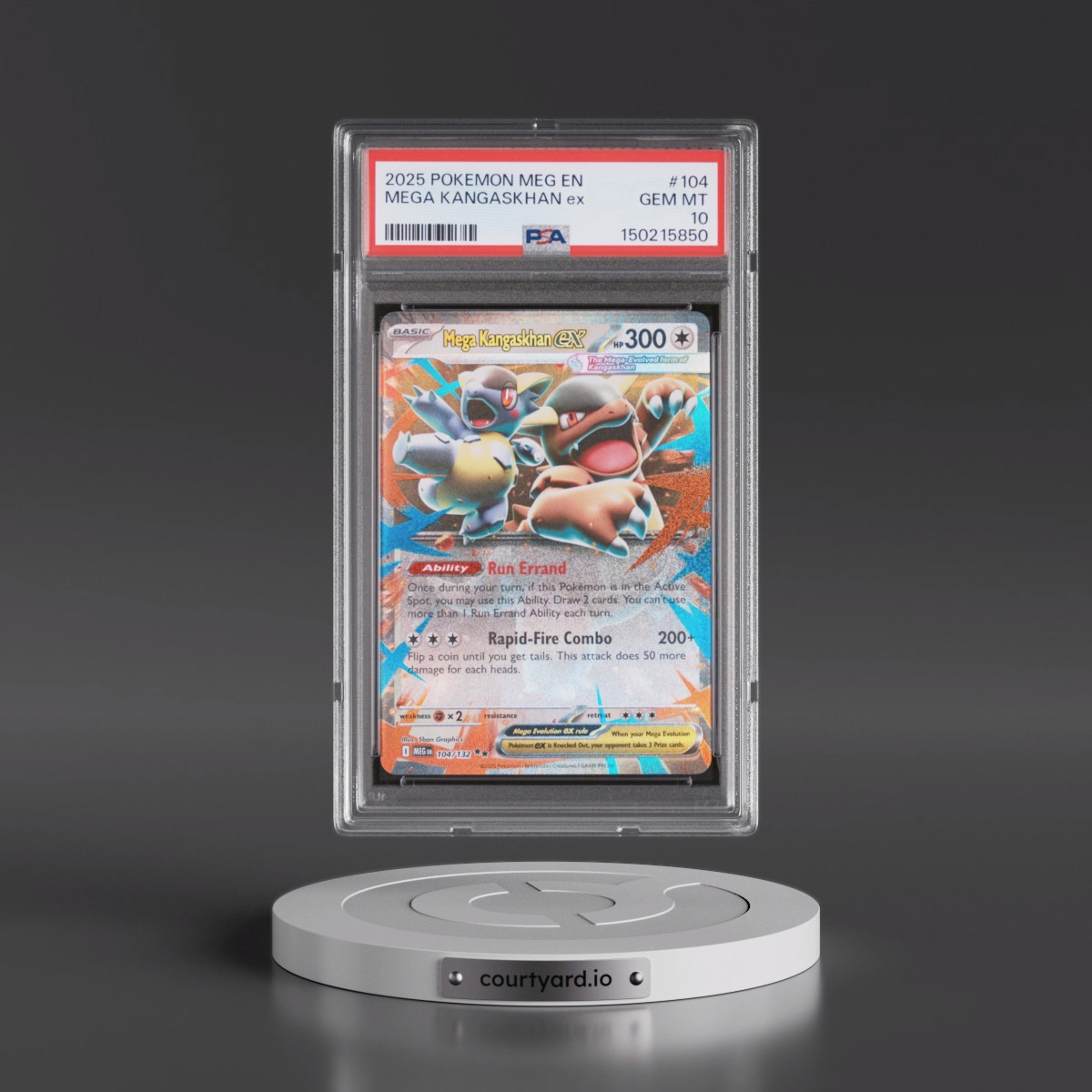 2025 Pokémon Meg EN-Mega Evolution #104 Mega Kangaskhan EX - Holo (PSA 10 GEM MINT)