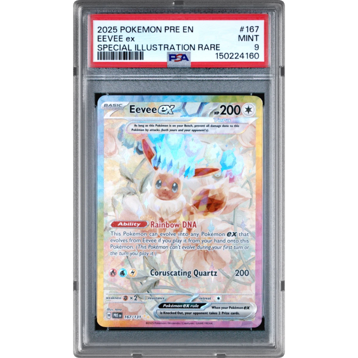 2025 Pokémon Pre EN-Prismatic Evolutions #167 Eevee EX - Holo Special Illustration Rare (PSA 9 MINT)