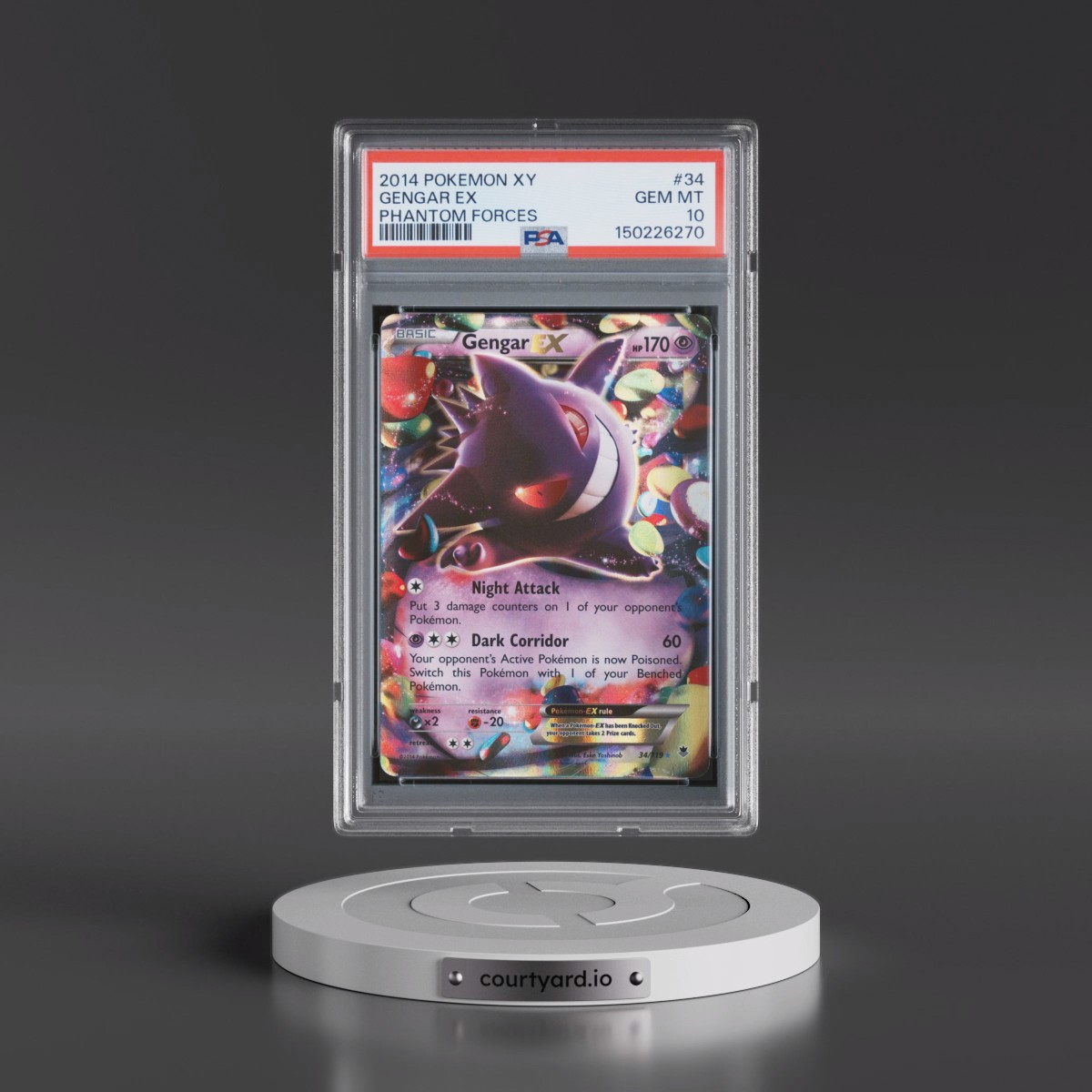 2014 Pokémon XY Phantom Forces #34 Gengar EX - Holo (PSA 10 GEM MINT)