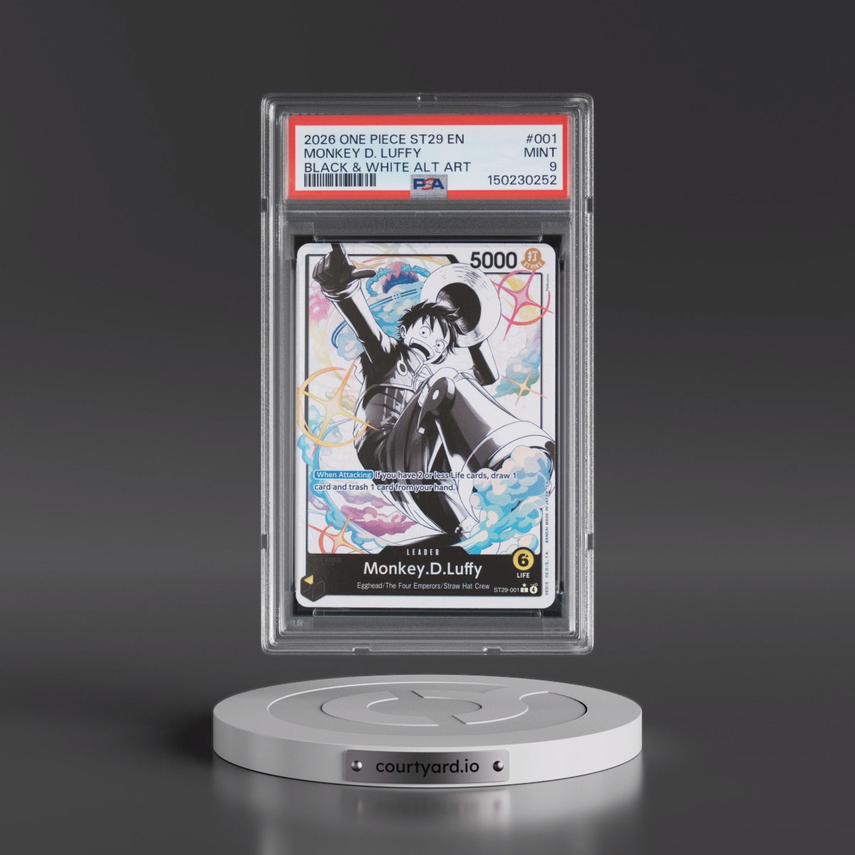 2026 One Piece Starter Deck ST29-Egghead #001 Monkey D. Luffy - Black & White Alternate Art (PSA 9 MINT)