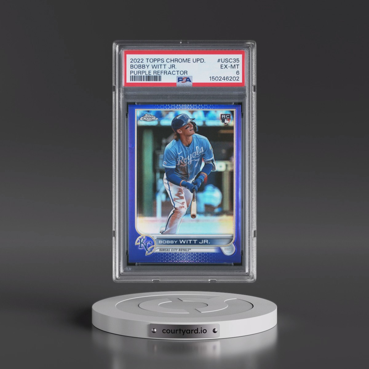 2022 Topps Chrome Update #USC35 Bobby Witt Jr. - Purple Refractor (PSA 6 EX-MT)
