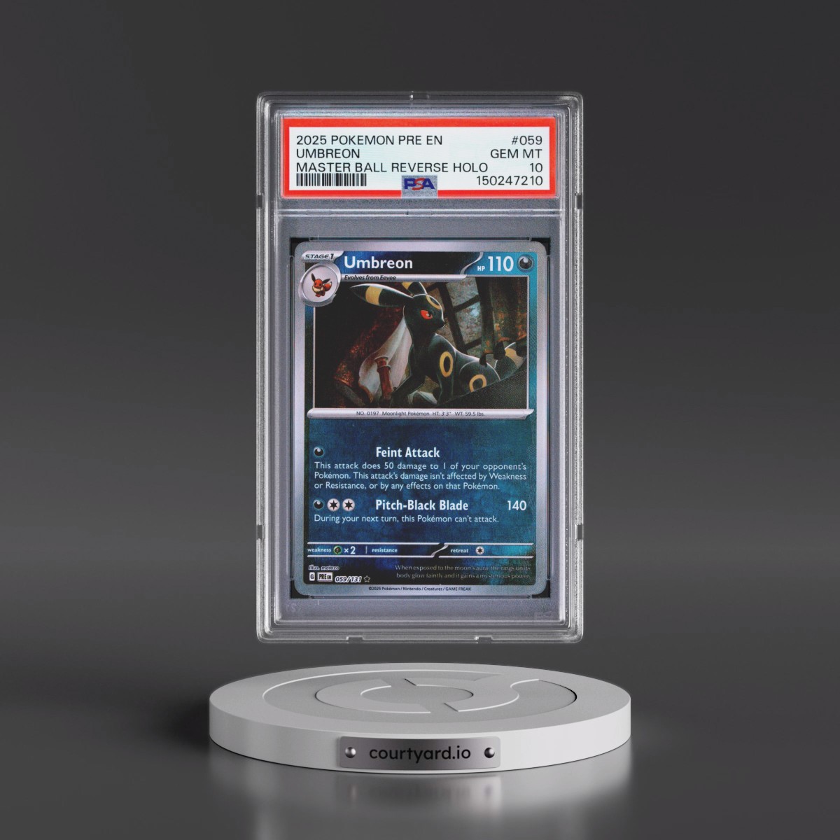 2025 Pokémon Pre EN-Prismatic Evolutions #059 Umbreon - Reverse Holo Master Ball (PSA 10 GEM MINT)