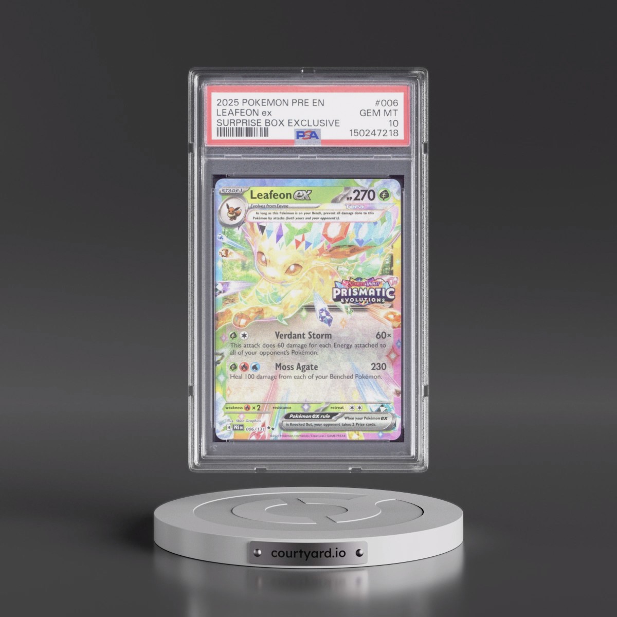 2025 Pokémon Pre EN-Prismatic Evolutions #006 Leafeon EX - Holo Surprise Box Exclusive (PSA 10 GEM MINT)