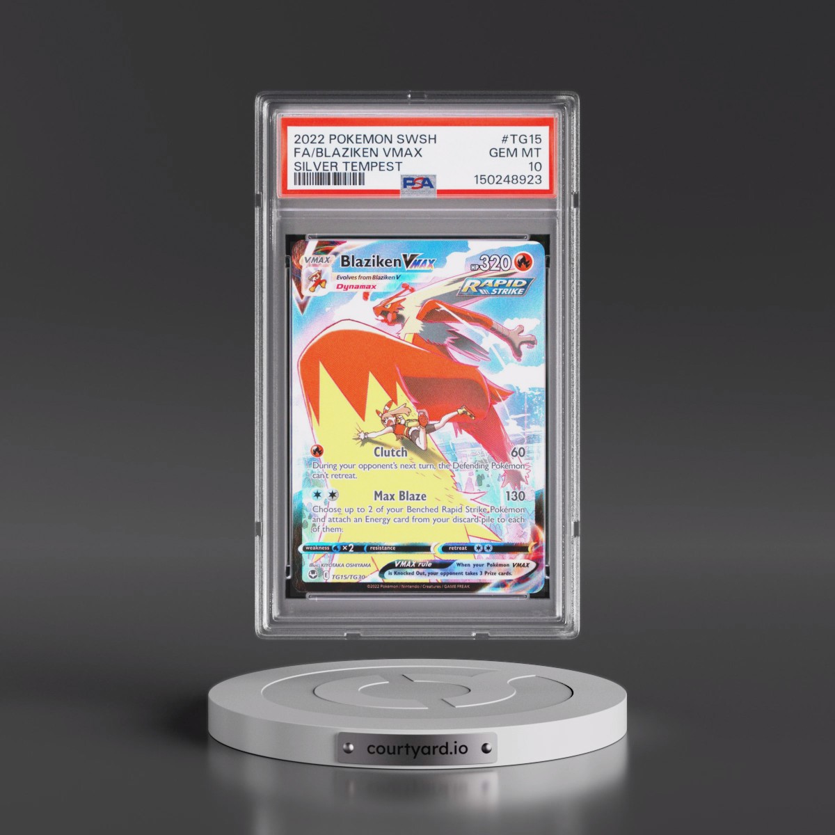 2022 Pokémon Sword & Shield Silver Tempest #TG15 Blaziken Vmax - Full Art (PSA 10 GEM MINT)