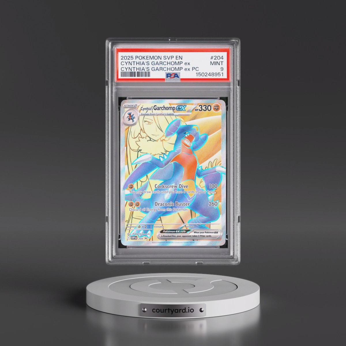 2025 Pokémon Svp EN-SV Black Star Promo #204 Cynthia's Garchomp EX - Holo Cynthia's Garchomp EX Premium Collection (PSA 9 MINT)