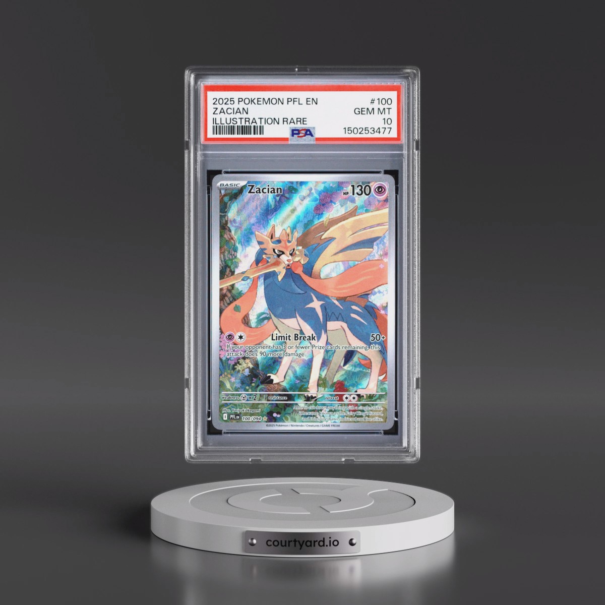 2025 Pokémon Pfl EN-Phantasmal Flames #100 Zacian - Illustration Rare (PSA 10 GEM MINT)