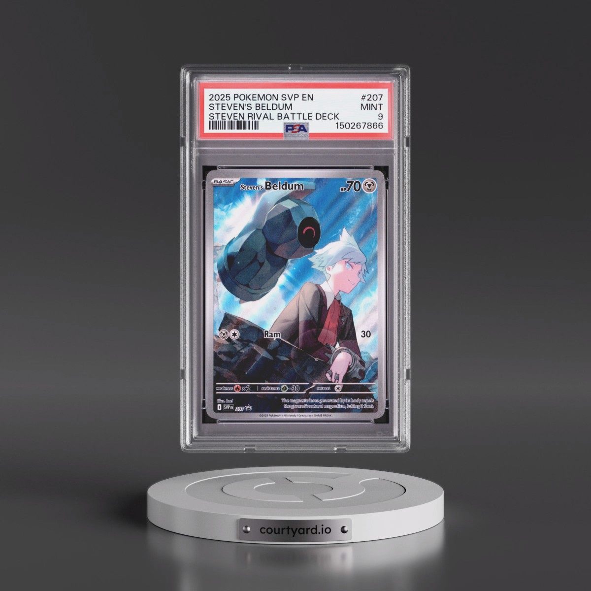 2025 Pokémon Svp EN-SV Black Star Promo #207 Steven's Beldum - Steven Rival Battle Deck (PSA 9 MINT)