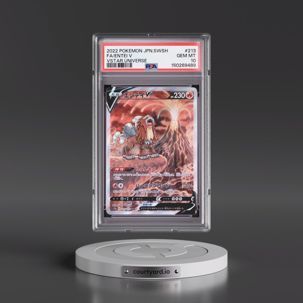 2022 Pokémon Sword & Shield Vstar Universe #213 Entei V - Holo Full Art (PSA 10 GEM MINT)
