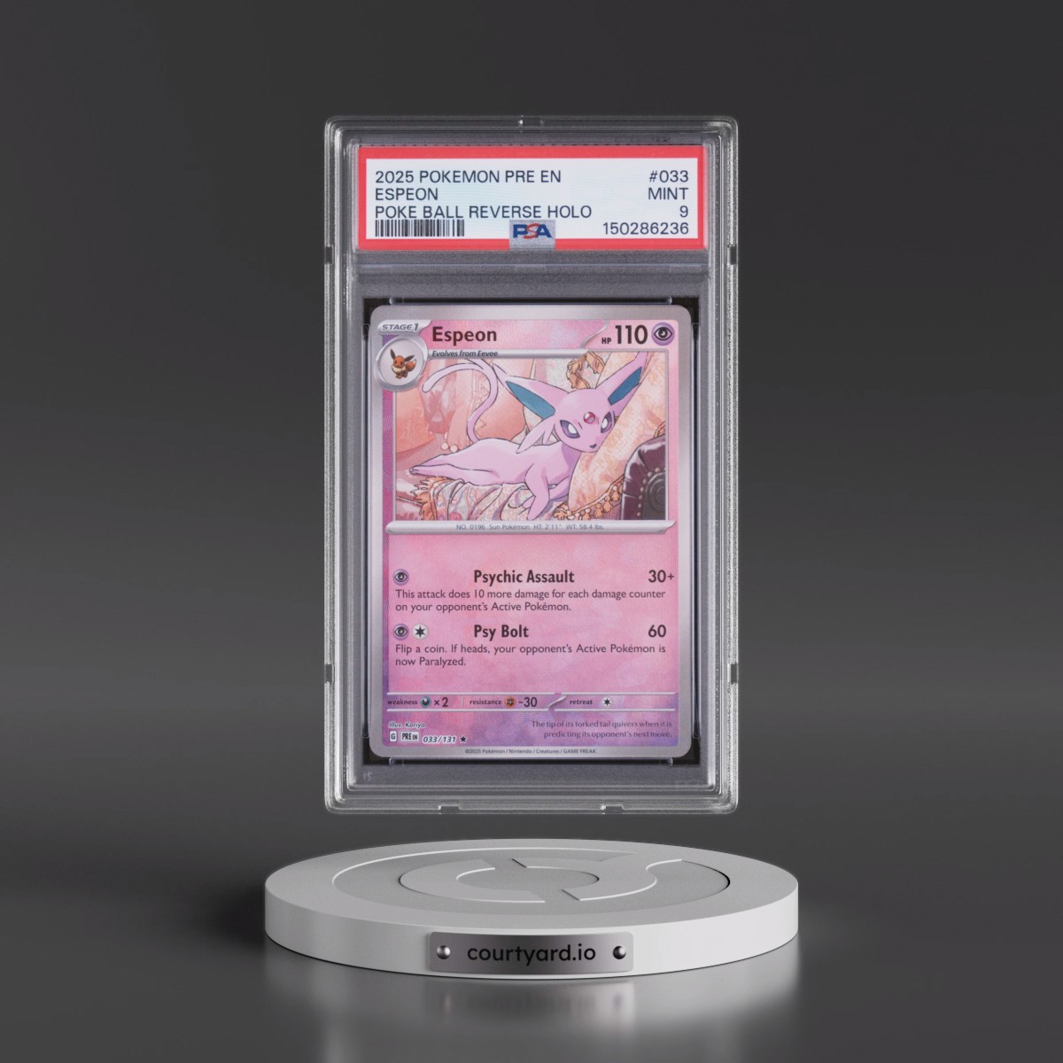 2025 Pokémon Pre EN-Prismatic Evolutions #033 Espeon - Reverse Holo Poke Ball (PSA 9 MINT)