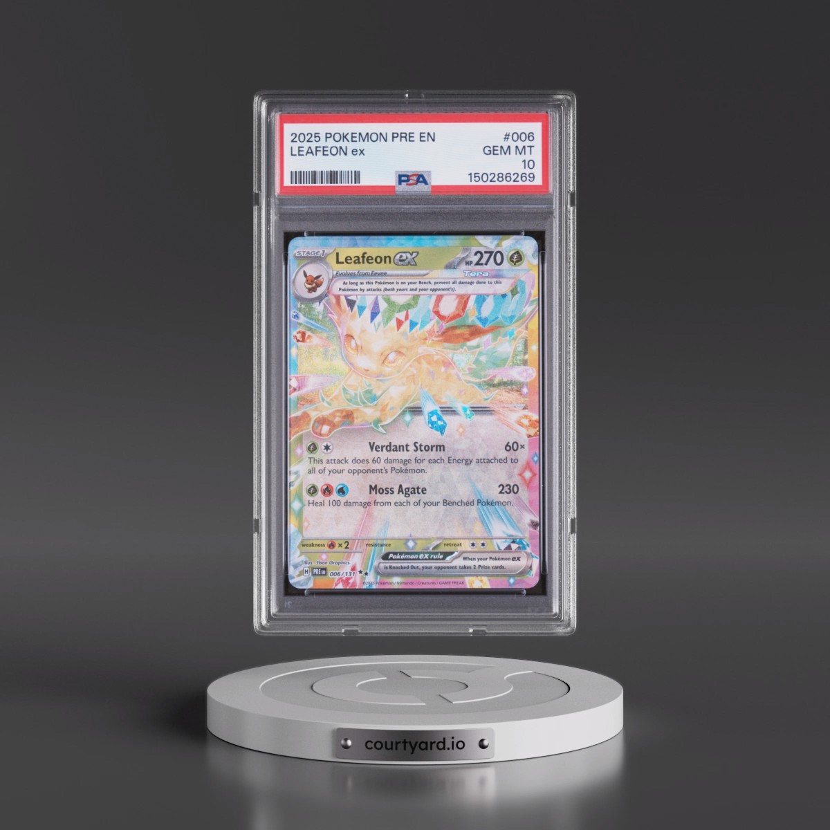 2025 Pokémon Pre EN-Prismatic Evolutions #006 Leafeon EX - Holo (PSA 10 GEM MINT)
