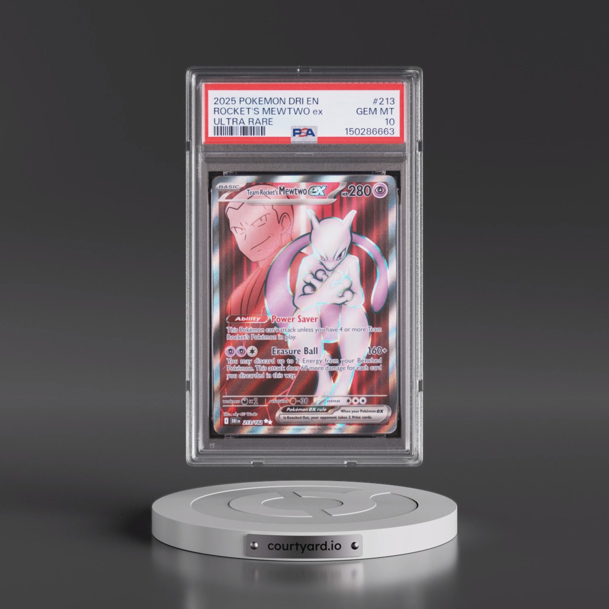 2025 Pokémon Dri EN-Destined Rivals #213 Team Rocket's Mewtwo EX - Holo Ultra Rare (PSA 10 GEM MINT)