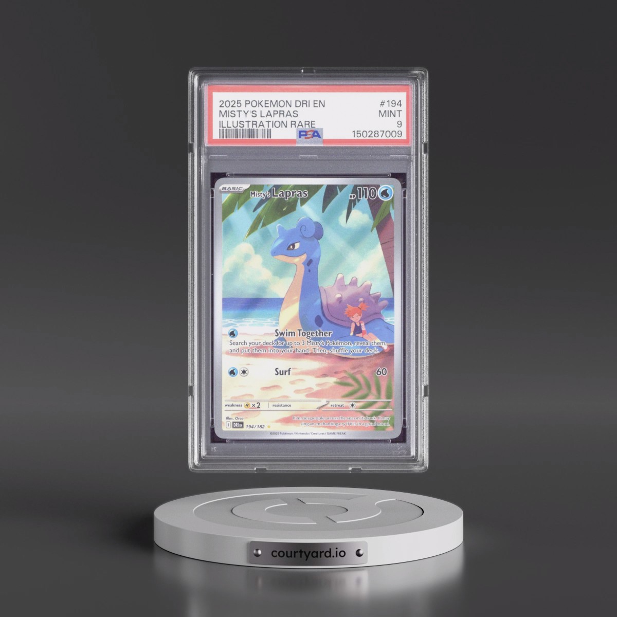 2025 Pokémon Dri EN-Destined Rivals #194 Misty's Lapras - Illustration Rare (PSA 9 MINT)