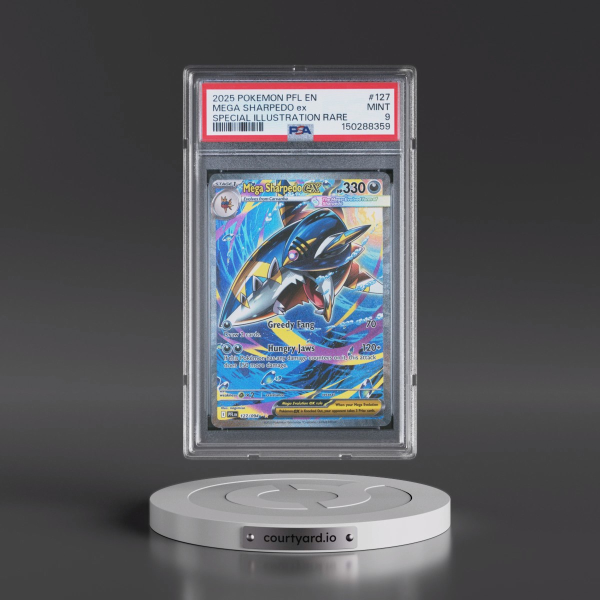 2025 Pokémon Pfl EN-Phantasmal Flames #127 Mega Sharpedo EX - Holo Special Illustration Rare (PSA 9 MINT)