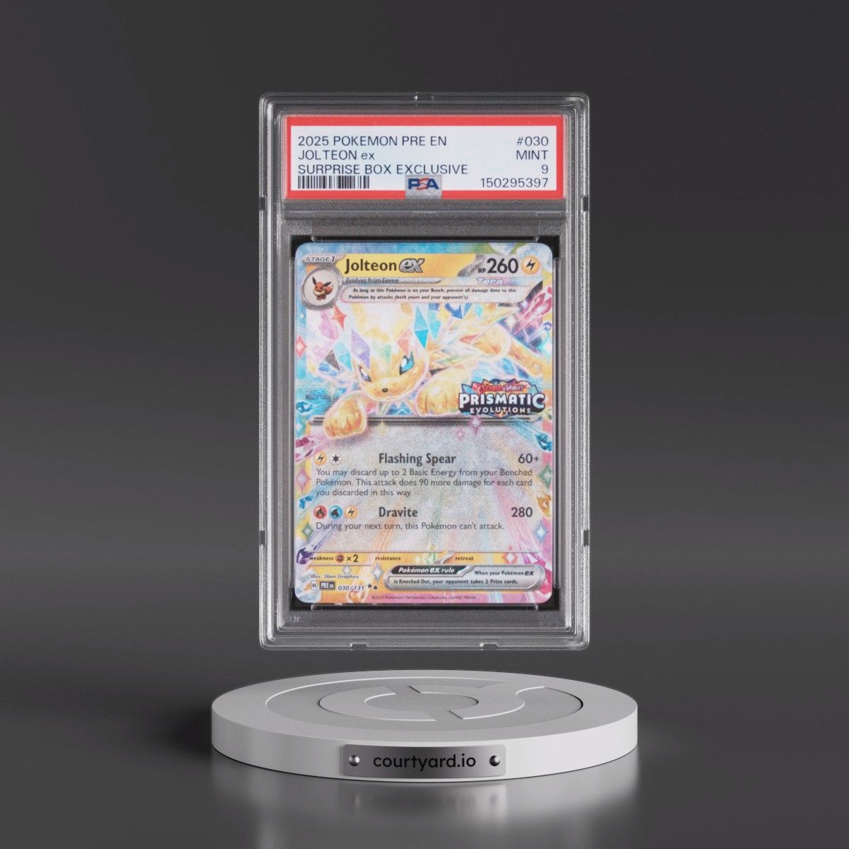 2025 Pokémon Pre EN-Prismatic Evolutions #030 Jolteon EX - Holo Surprise Box Exclusive (PSA 9 MINT)