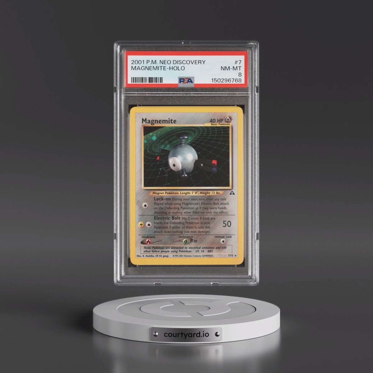 2001 Pokémon Neo Discovery #7 Magnemite - Holo (PSA 8 NM-MT)