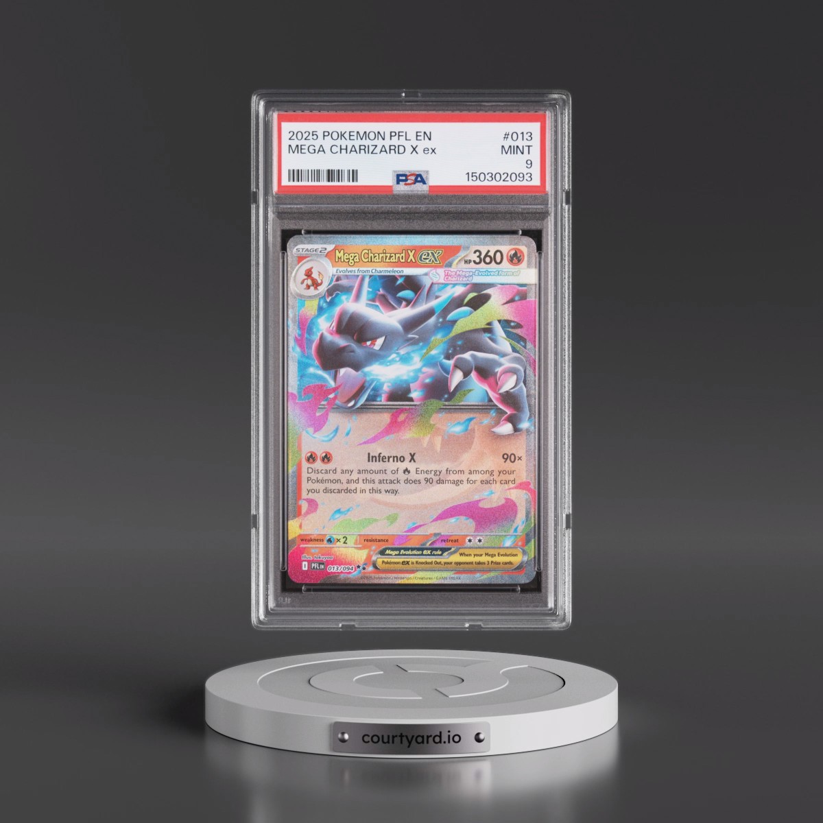 2025 Pokémon Pfl EN-Phantasmal Flames #013 Mega Charizard X EX - Holo (PSA 9 MINT)