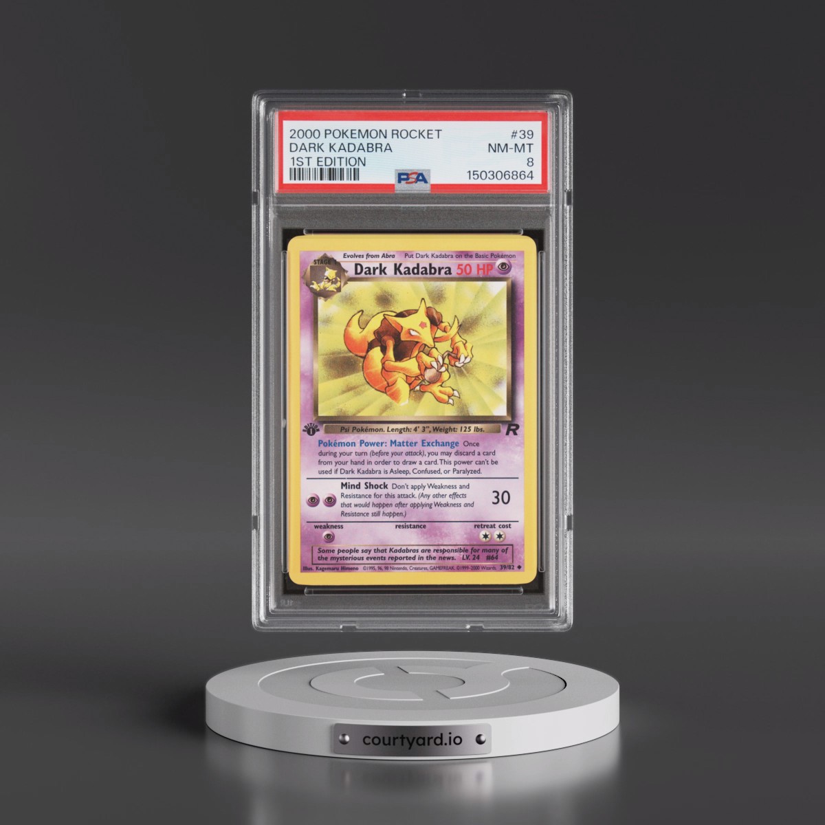 2000 Pokémon Rocket #39 Dark Kadabra - 1st Edition (PSA 8 NM-MT)
