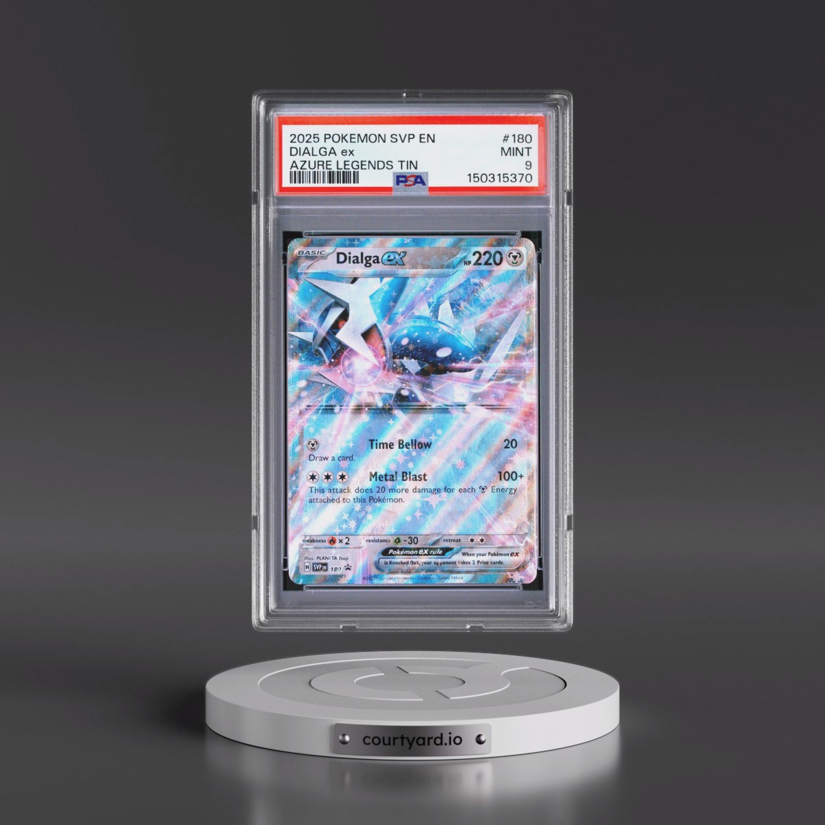 2025 Pokémon Svp EN-SV Black Star Promo #180 Dialga EX - Holo Azure Legends Tin (PSA 9 MINT)