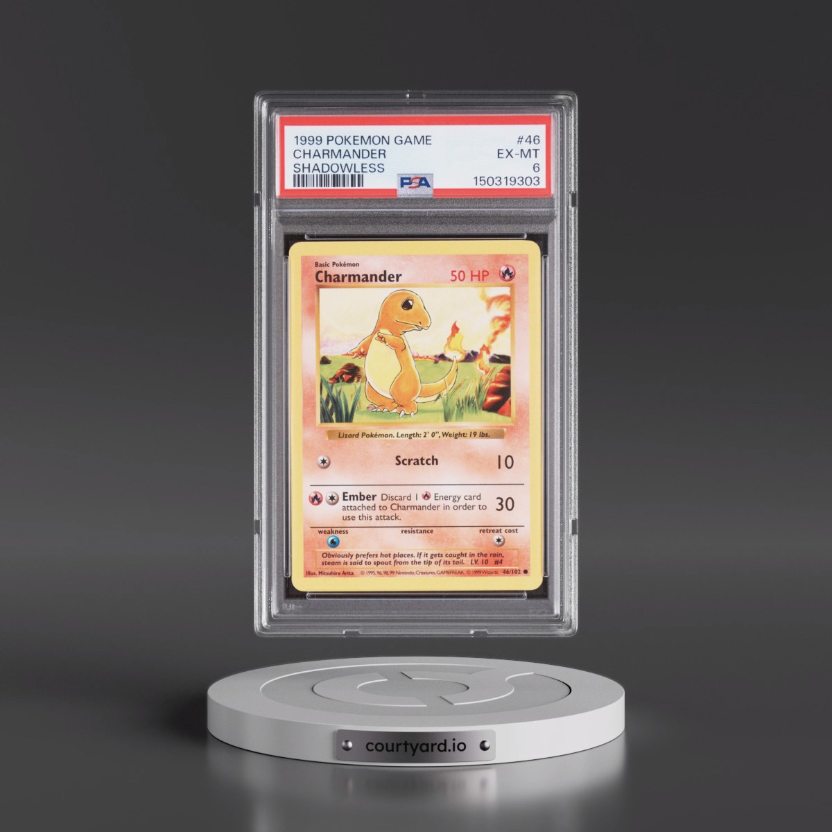 1999 charmander pokemon card 1999 Pokemon Charmander 46/102 Base Set Pokemon Card TCG