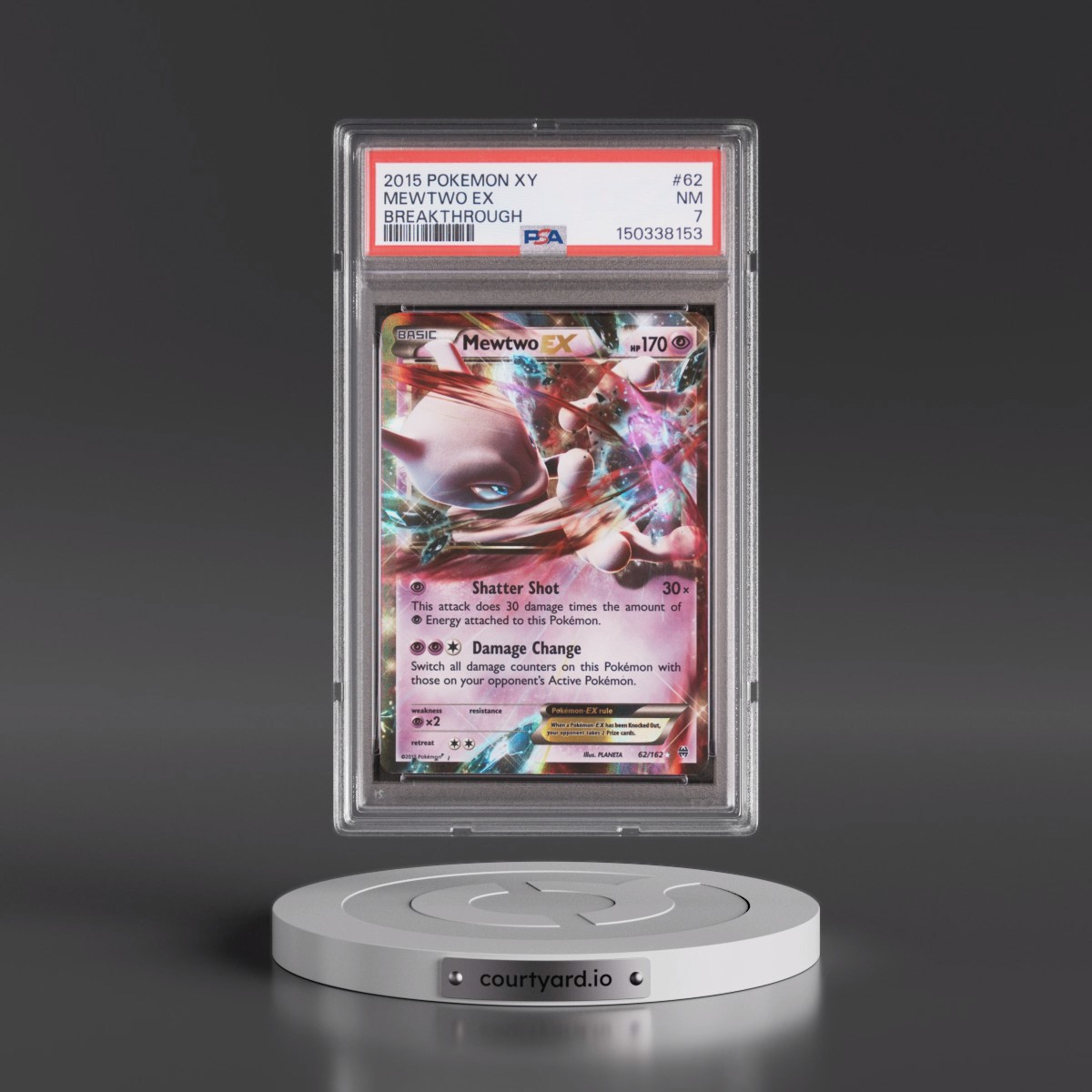 2015 Pokémon XY Breakthrough #62 Mewtwo EX - Holo (PSA 7 NM)