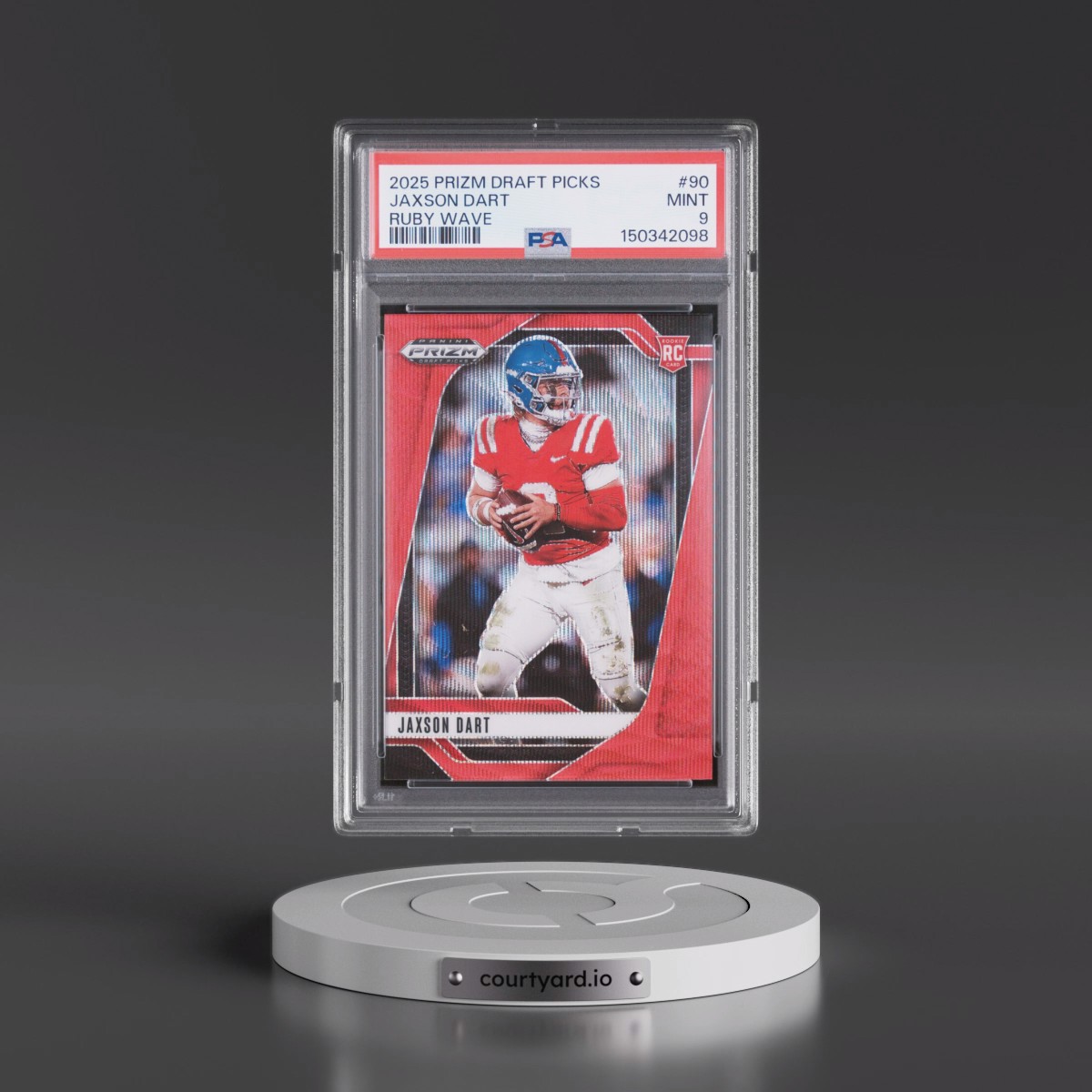 2025 Panini Prizm Draft Picks #90 Jaxson Dart - Ruby Wave (PSA 9 MINT)