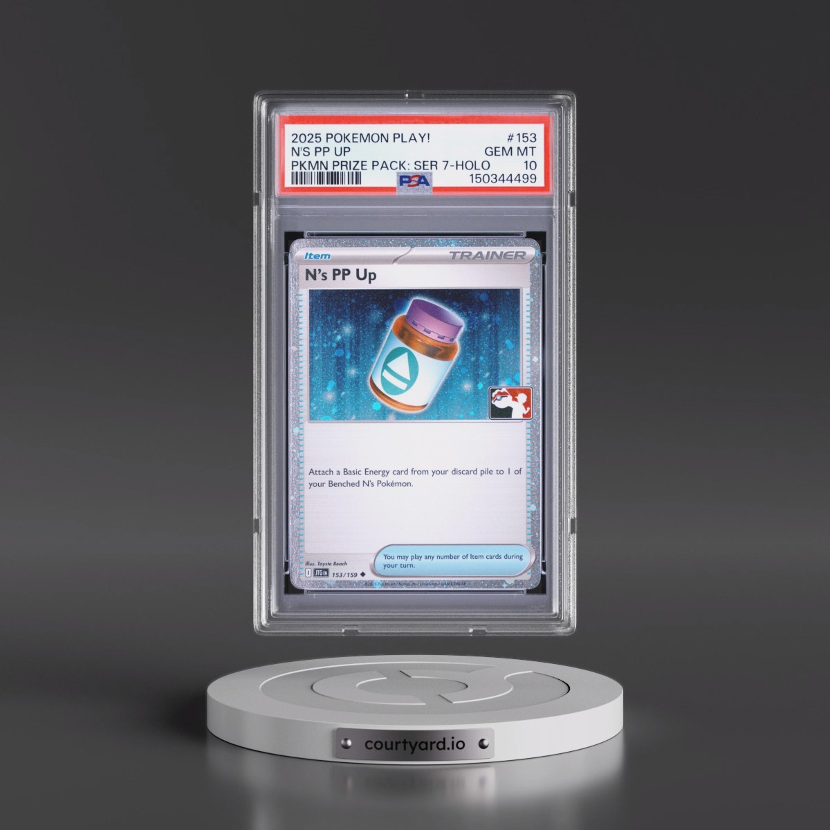 2025 Pokémon Play! Pokémon Prize Pack: Series 7 #153 N's PP Up - Holo (PSA 10 GEM MINT)