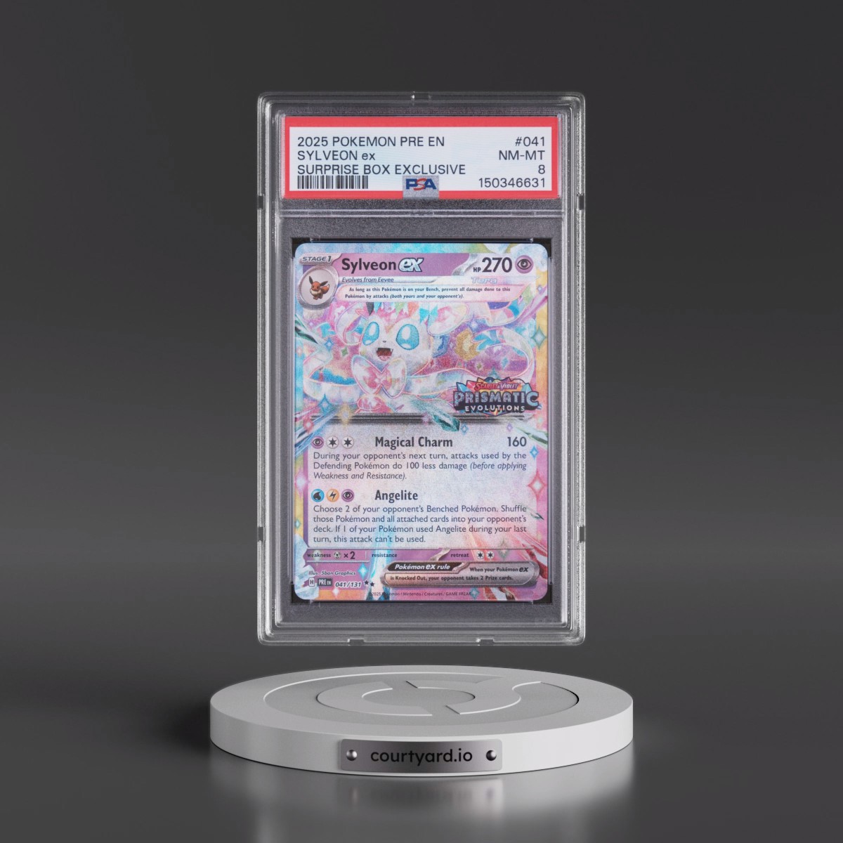 2025 Pokémon Pre EN-Prismatic Evolutions #041 Sylveon EX - Holo Surprise Box Exclusive (PSA 8 NM-MT)