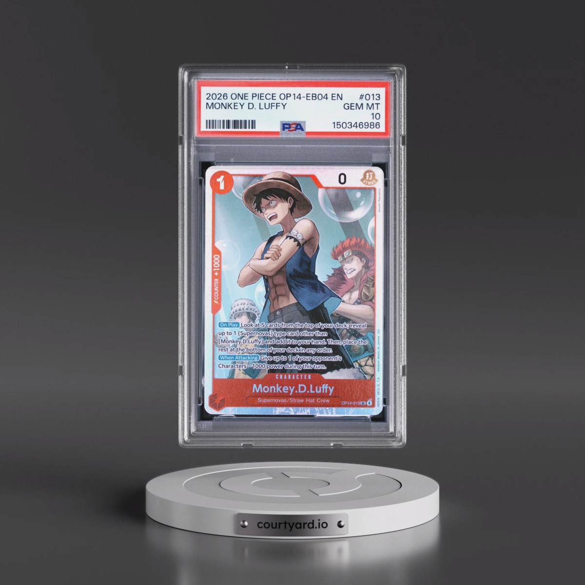 2026 One Piece OP14-EB04-the Azure Sea's Seven #013 Monkey D. Luffy (PSA 10 GEM MINT)