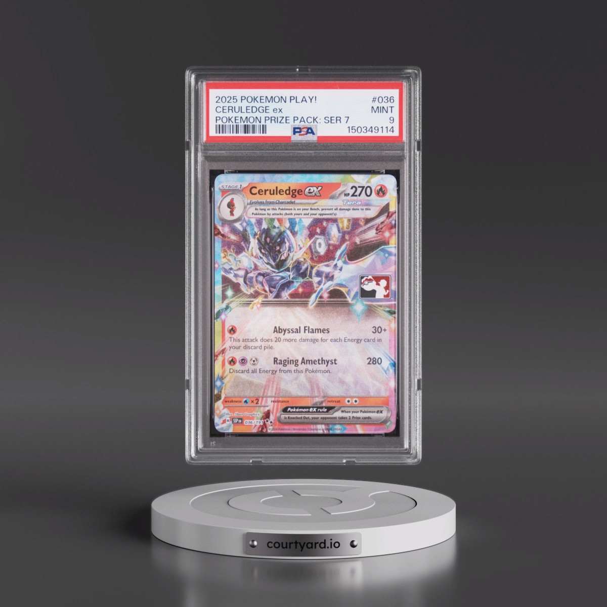 2025 Pokémon Play! Pokémon Prize Pack: Series 7 #036 Ceruledge EX - Holo (PSA 9 MINT)