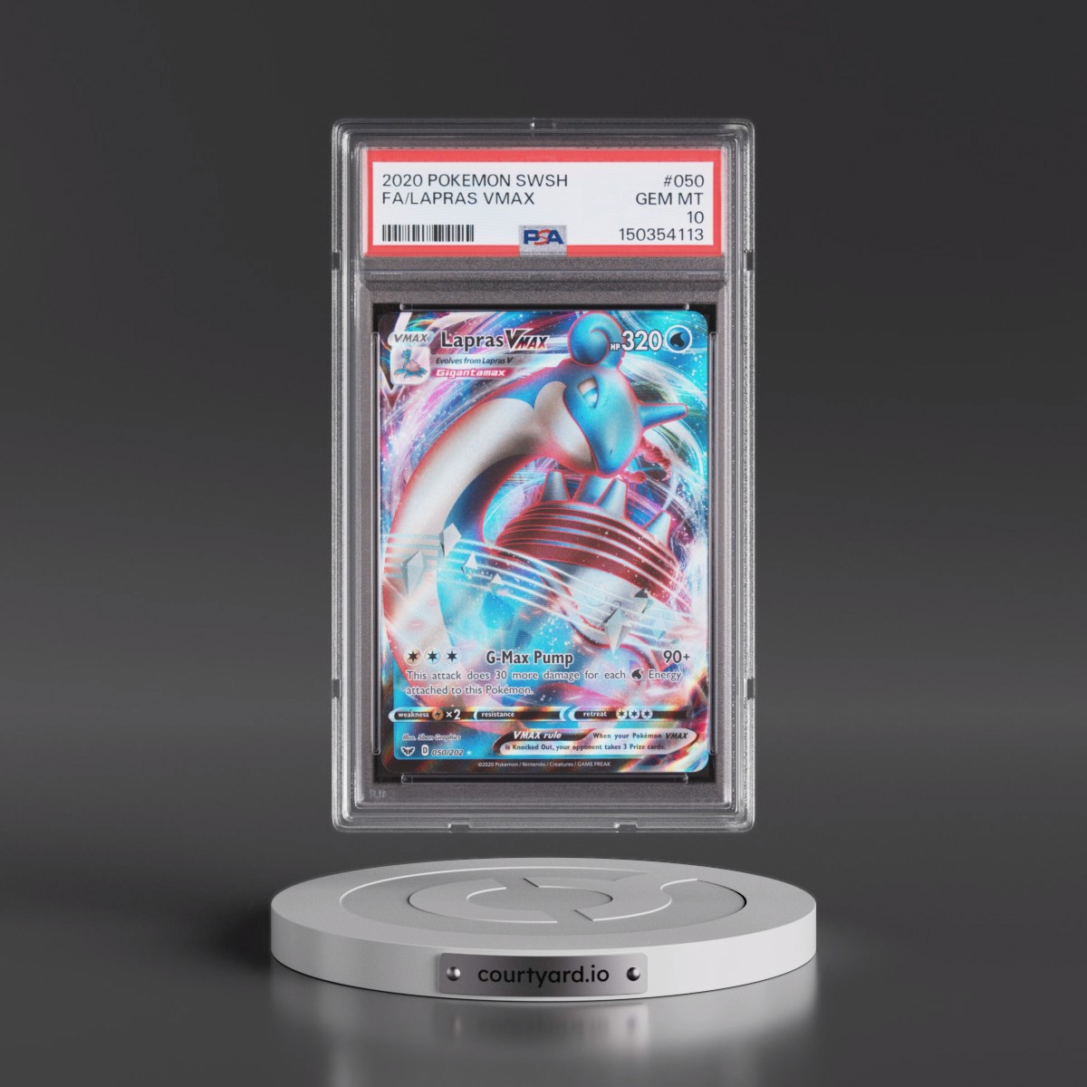 2020 Pokémon Sword & Shield #050 Lapras Vmax - Full Art (PSA 10 GEM MINT)