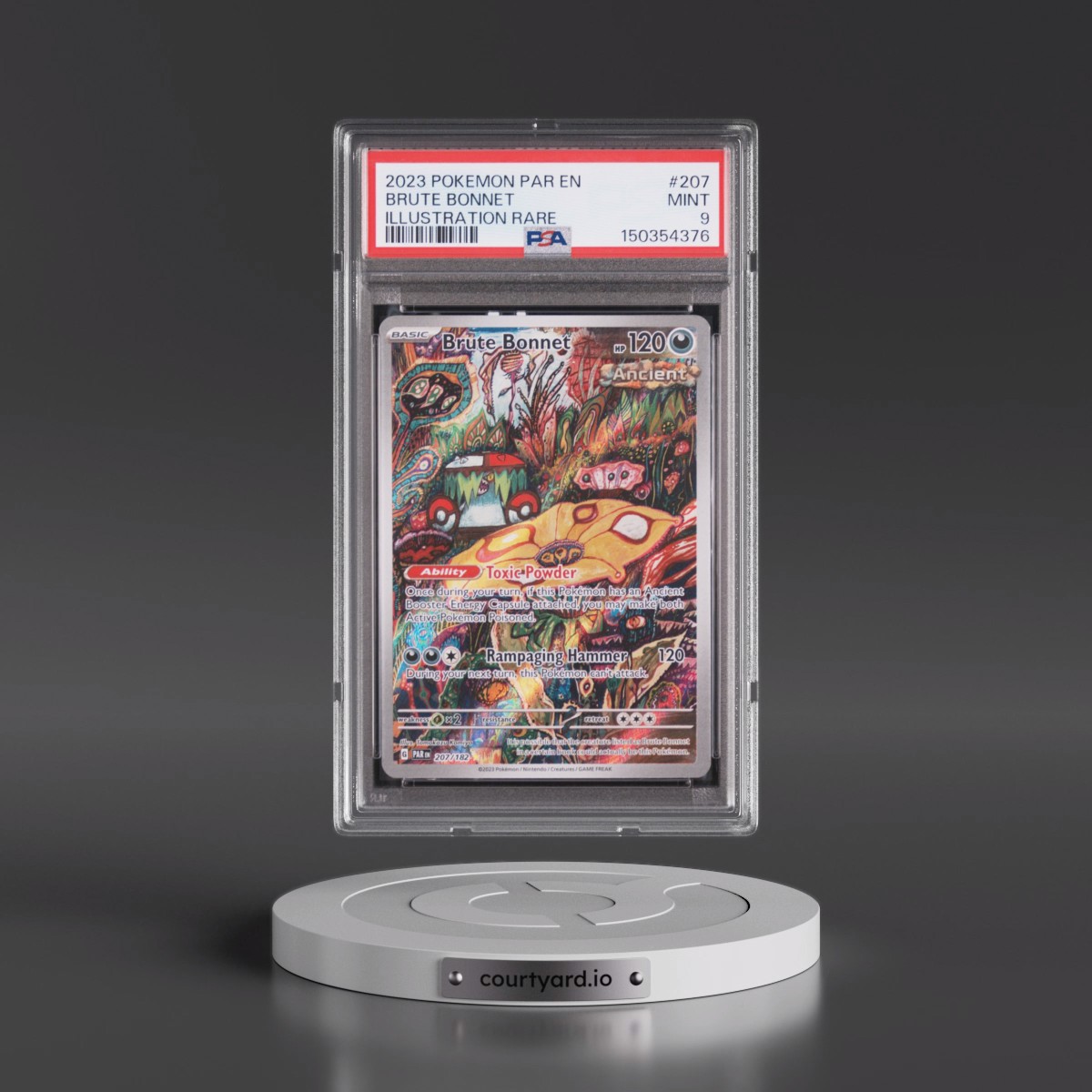 2023 Pokémon Par EN-Paradox Rift #207 Brute Bonnet - Illustration Rare (PSA 9 MINT)