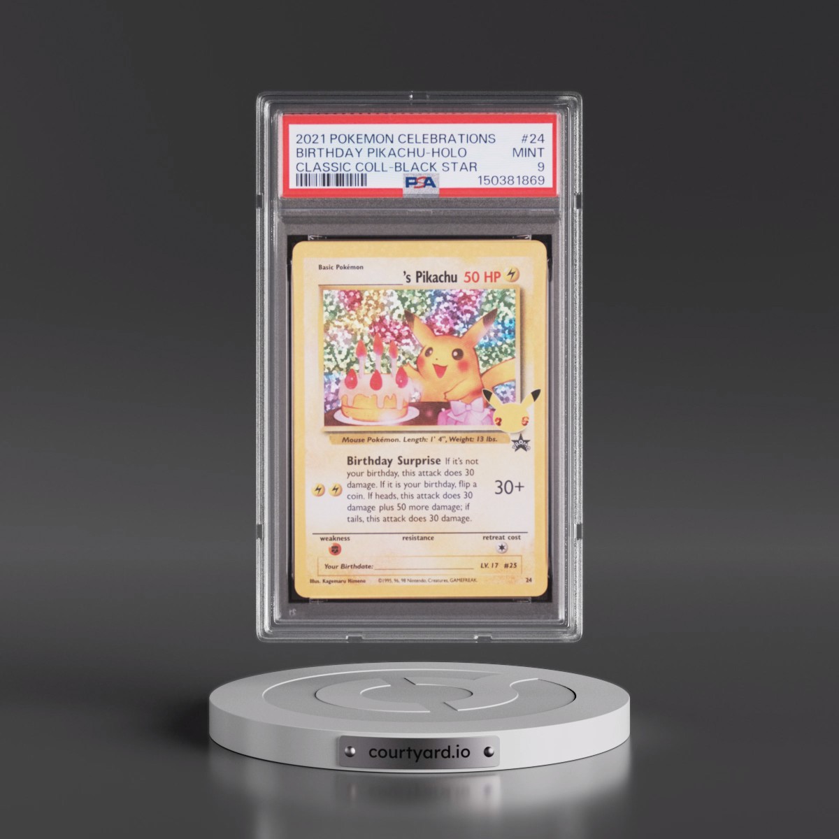 2021 Pokémon Celebrations Classic Collection #24 Birthday Pikachu - Holo (PSA 9 MINT)
